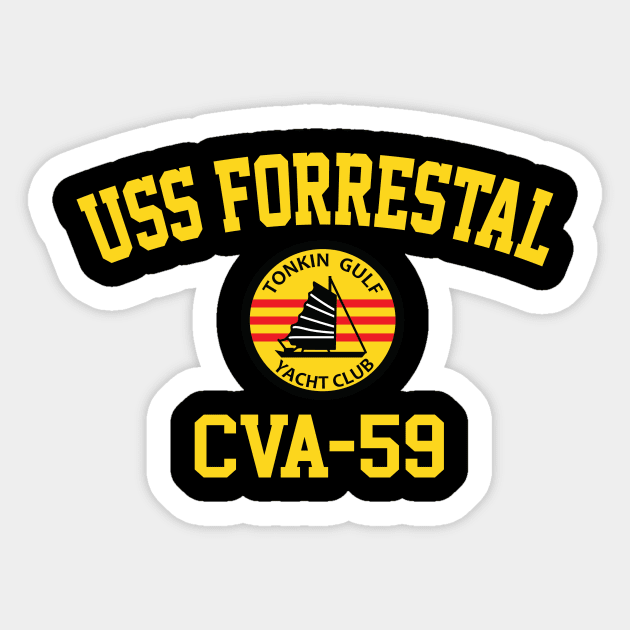 USS Forrestal CVA-59 Tonkin Gulf Yacht Club Sticker by Tonkin Gulf Yacht Club